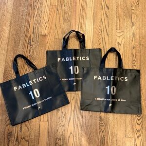 Bundle of 3‎ Fabletics 10 Reusable Tote Bags Plastic Black